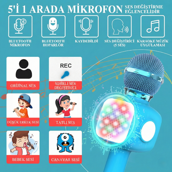 Eğlenceli Karaoke Mikrofonu - Çocuklar İçin  - 3